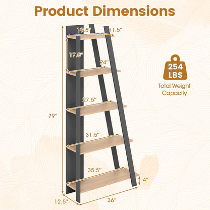 Goflame 4 Tier/ 5-Tier Narrow Wooden Vertical Trapezoidal Bookcase