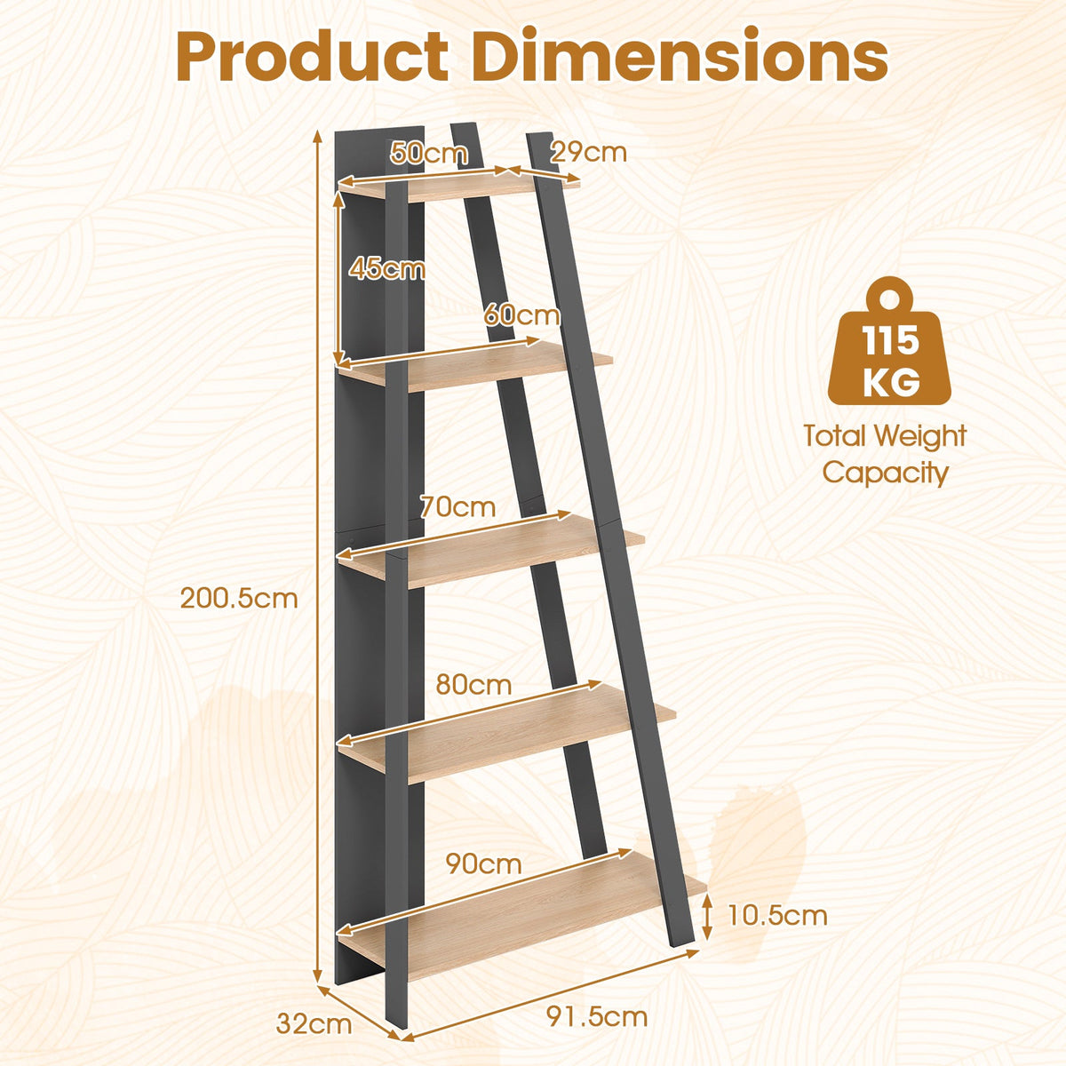 Goflame 4 Tier/ 5-Tier Narrow Wooden Vertical Trapezoidal Bookcase