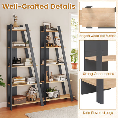 Goflame 4 Tier/ 5-Tier Narrow Wooden Vertical Trapezoidal Bookcase