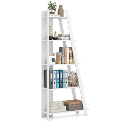 Goflame 4 Tier/ 5-Tier Narrow Wooden Vertical Trapezoidal Bookcase