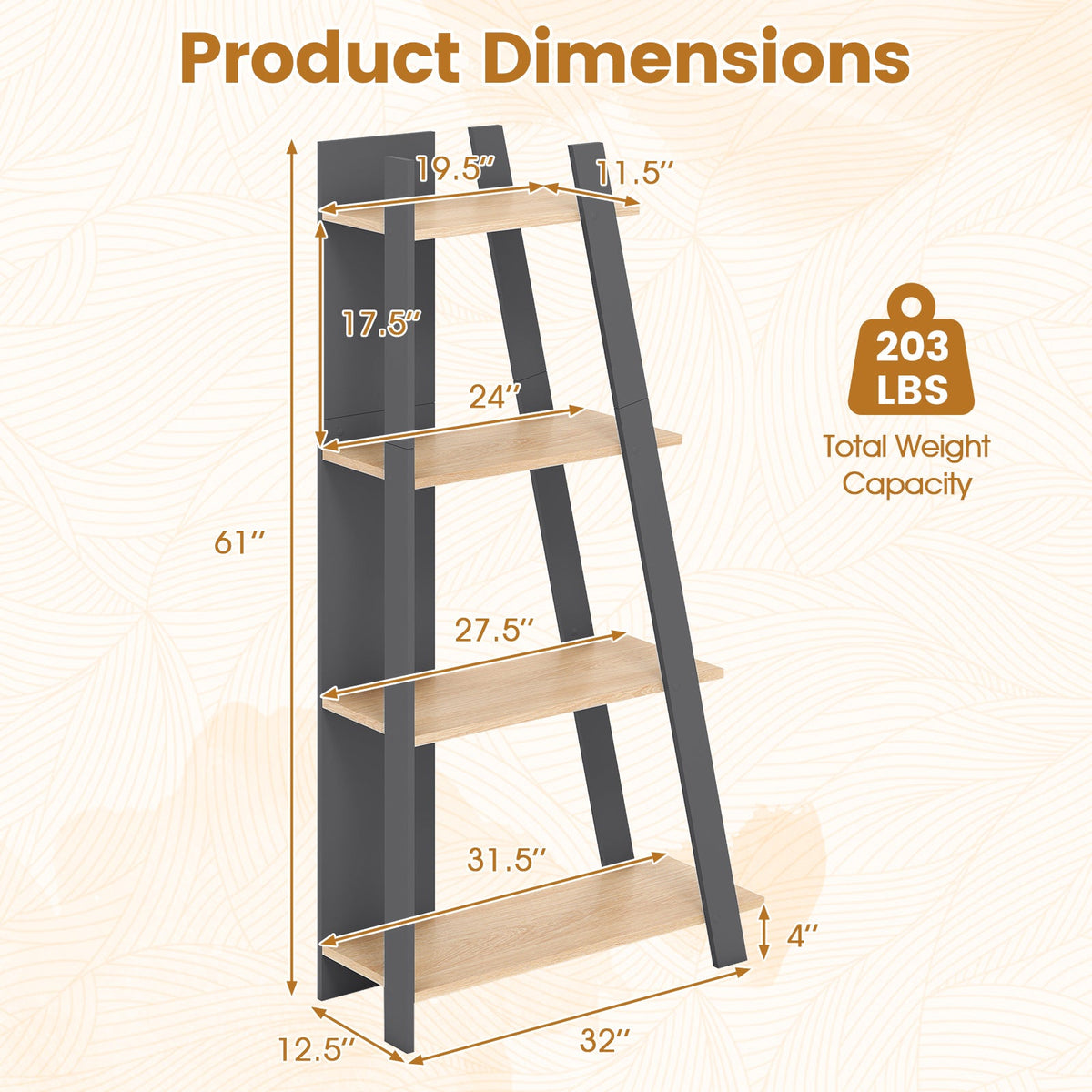 Goflame 4 Tier/ 5-Tier Narrow Wooden Vertical Trapezoidal Bookcase