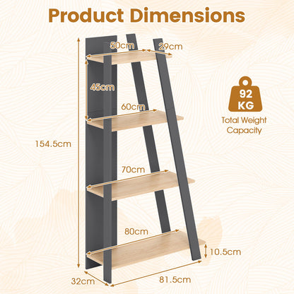 Goflame 4 Tier/ 5-Tier Narrow Wooden Vertical Trapezoidal Bookcase