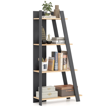 Goflame 4 Tier/ 5-Tier Narrow Wooden Vertical Trapezoidal Bookcase