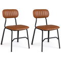 Goflame Metal Dining Chairs PU Leather Upholstered Kitchen Chairs | Modern Dining Room Chair w
