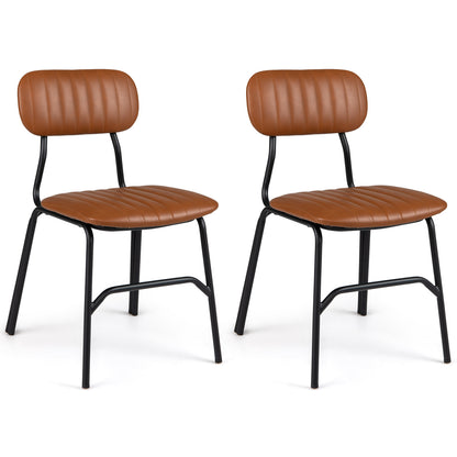 Goflame Metal Dining Chairs PU Leather Upholstered Kitchen Chairs | Modern Dining Room Chair w