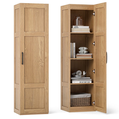 Goflame Narrow Farmhouse Freestanding Bathroom Cabinet with 4 Shelves