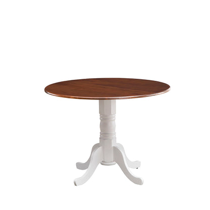 Goflame Wooden Dining Table with 39" D Round Tabletop & Curved Trestle Legs