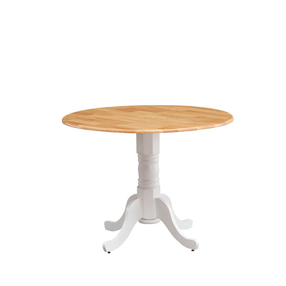 Goflame Wooden Dining Table with 39" D Round Tabletop & Curved Trestle Legs