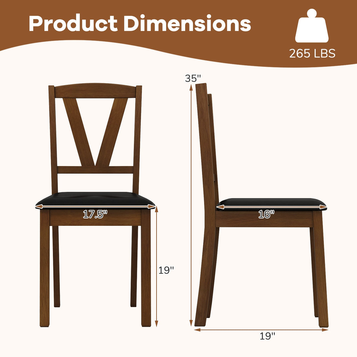 Goflame Wooden Dining Chairs Set (2/4)