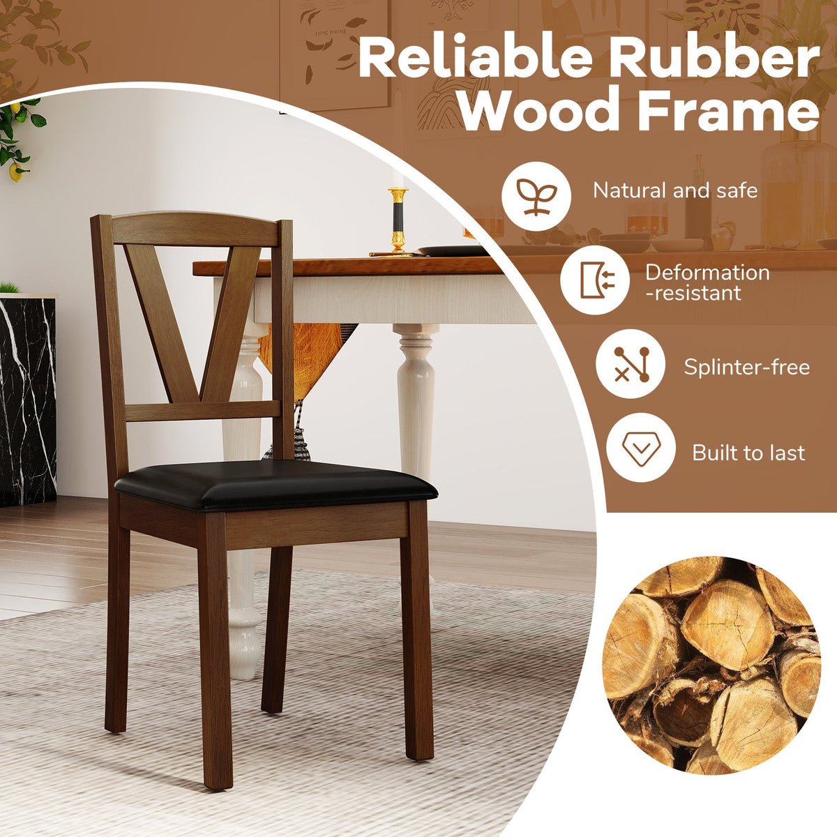 Goflame Wooden Dining Chairs Set (2/4)