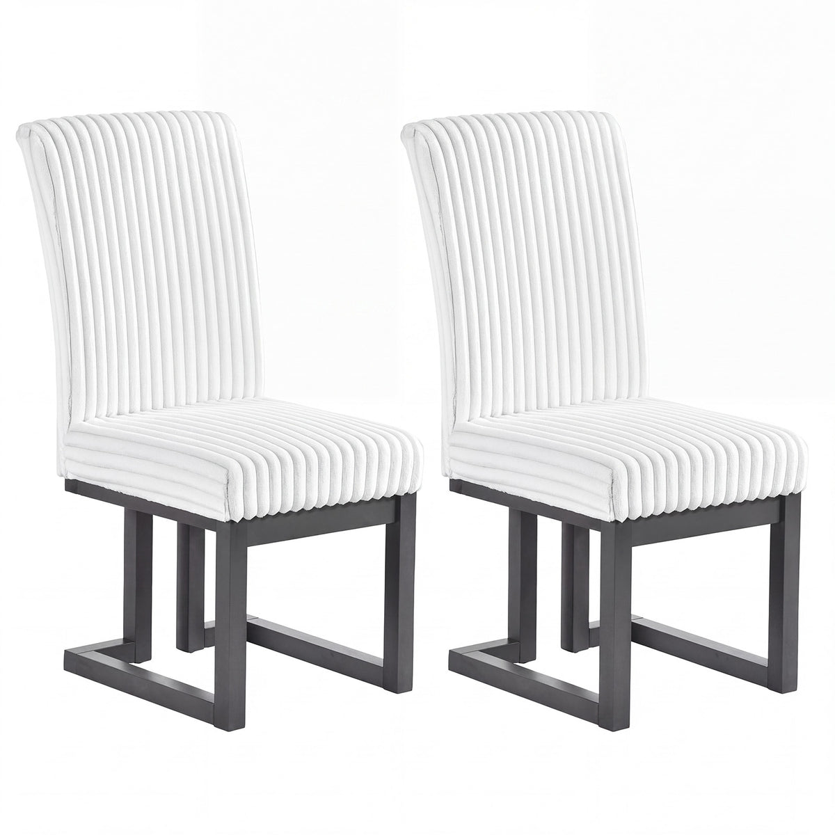 Goflame Upholstered Dining Chairs Set of 2, Kitchen Chairs with High Back | Modern Dining Room Chairs with Fabric Channel Back & Seat
