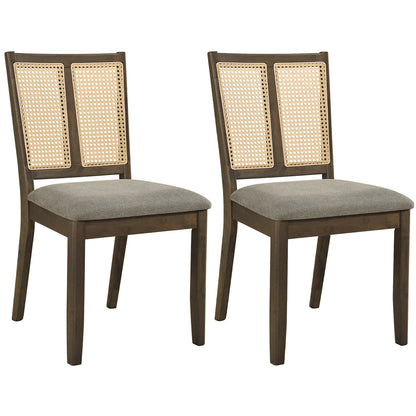Goflame Rattan Dining Chairs Farmhouse Upholstered Kitchen Chairs | Boho Dining Room Chair w/Curved Backrest & Padded Seat