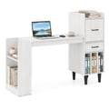 Goflame Modern Computer Desk with Side Storage Shelves