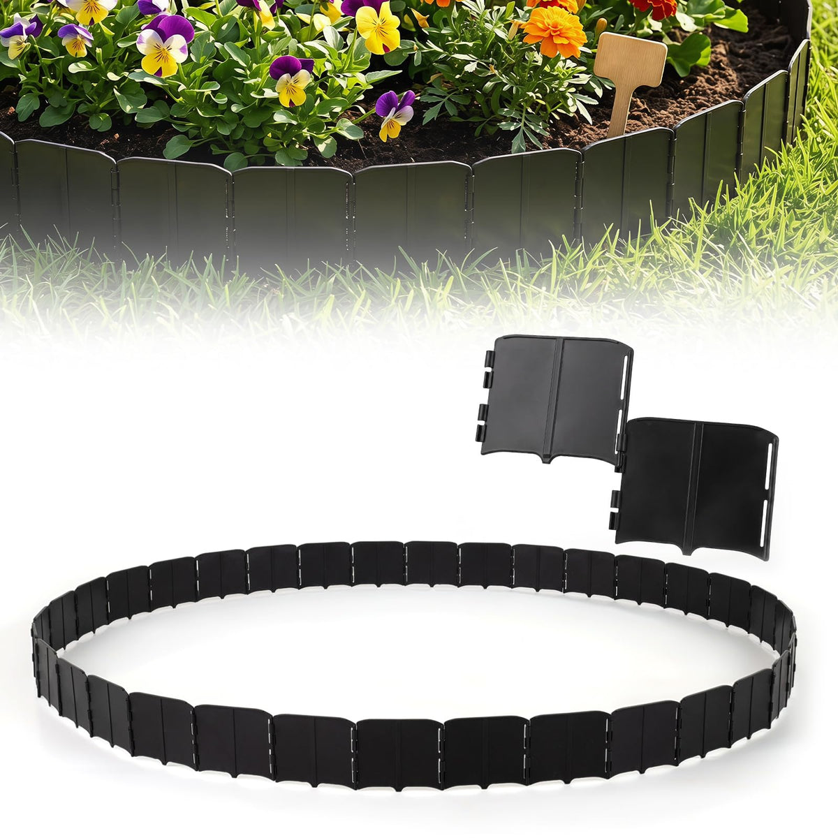 Goflame 70 Pcs Garden Landscape Edging Border with Interlocking Panels