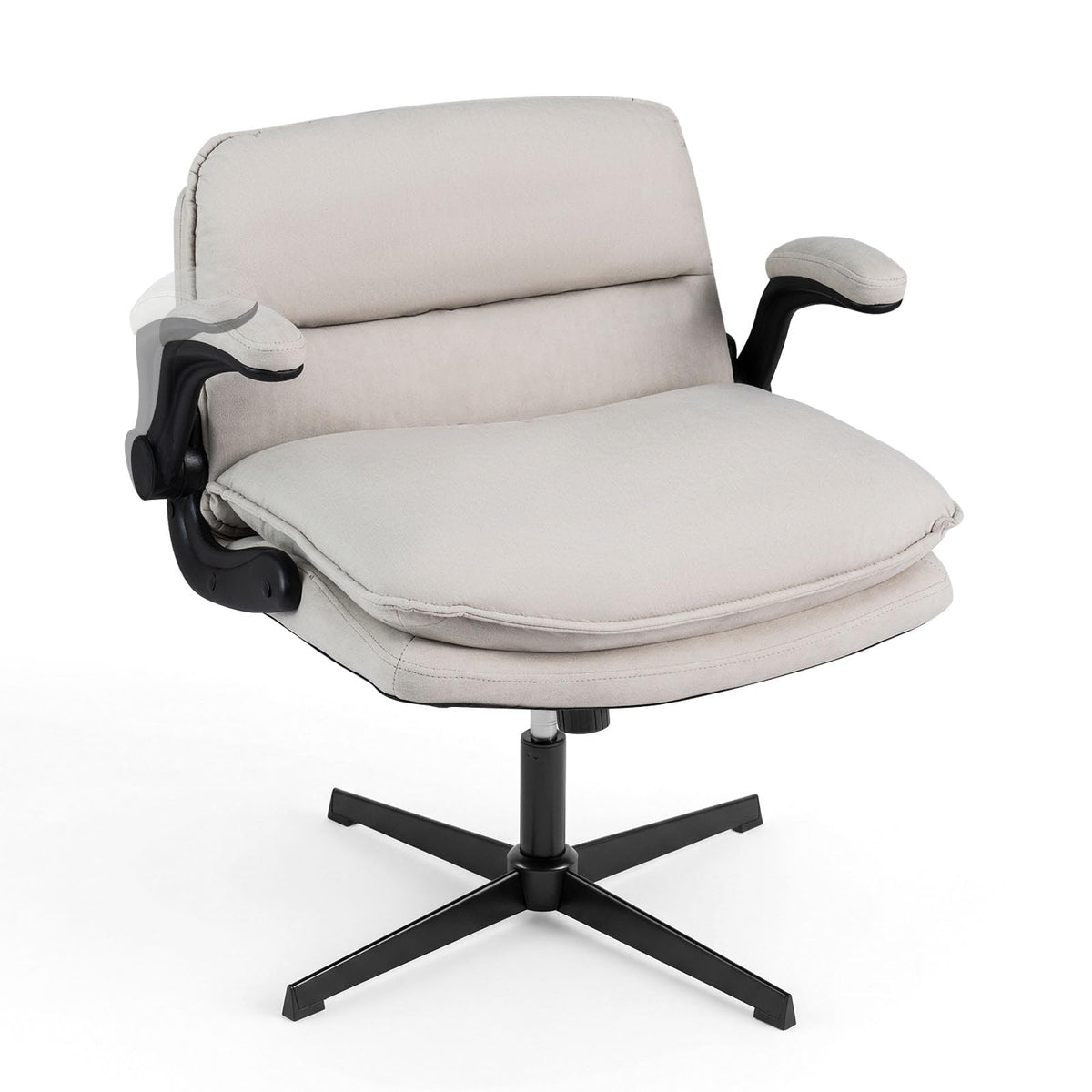 Goflame Ergonomic Cross Legged Office Desk Chair w/Wide Thick Padded Seat