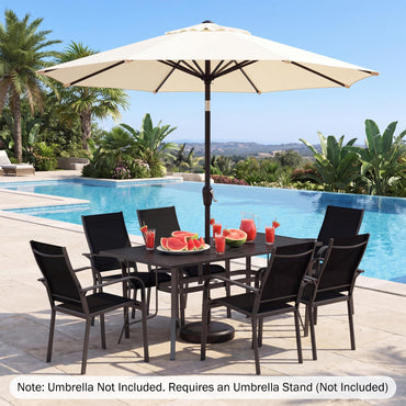 Goflame Rectangular Patio Dining Table for 6 with Adjustable Umbrella Hole for Porch