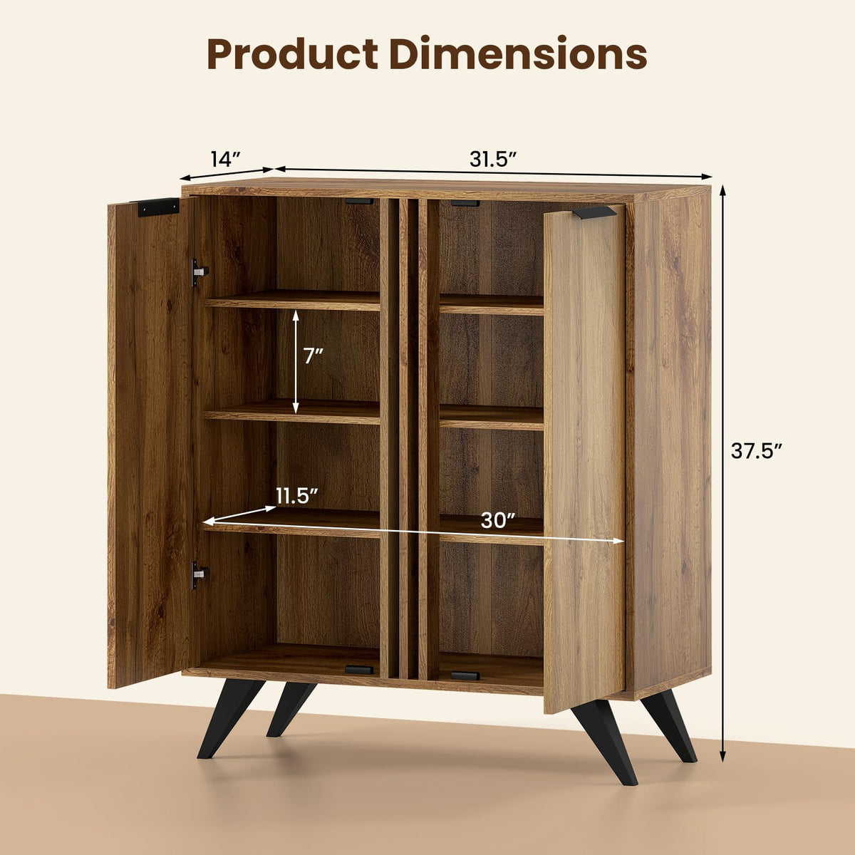 Goflame Shoe Storage Cabinet with 2 Doors