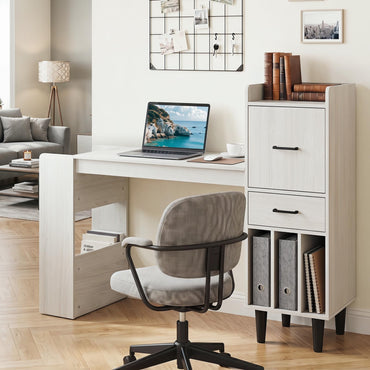 Goflame Modern Computer Desk with Side Storage Shelves