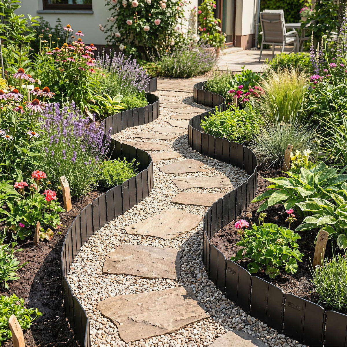 Goflame 70 Pcs Garden Landscape Edging Border with Interlocking Panels