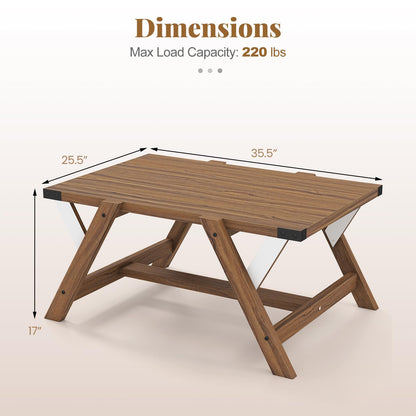 Goflame 35.5" Farmhouse Coffee Table with Decorative Nailhead Accents & Robust Frame