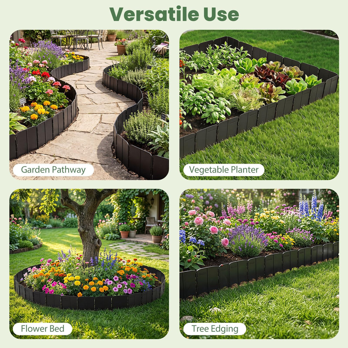 Goflame 70 Pcs Garden Landscape Edging Border with Interlocking Panels