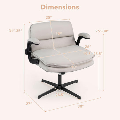 Goflame Ergonomic Cross Legged Office Desk Chair w/Wide Thick Padded Seat
