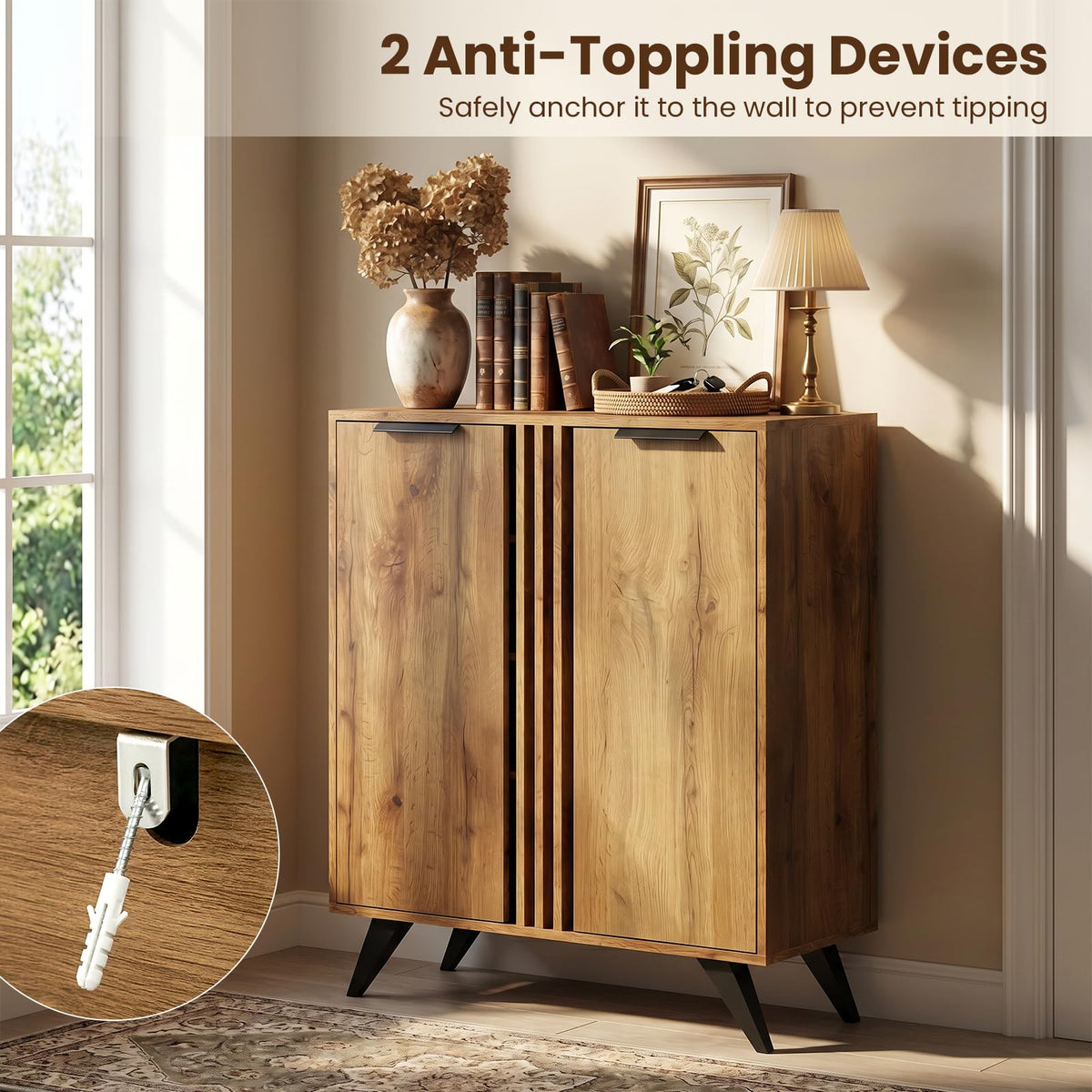 Goflame Shoe Storage Cabinet with 2 Doors