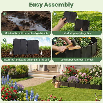 Goflame 70 Pcs Garden Landscape Edging Border with Interlocking Panels