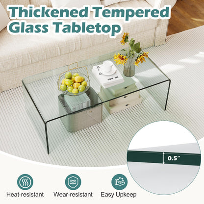Goflame Tempered Glass Coffee Table Set of 3 with Round Edges No Assembly Needed