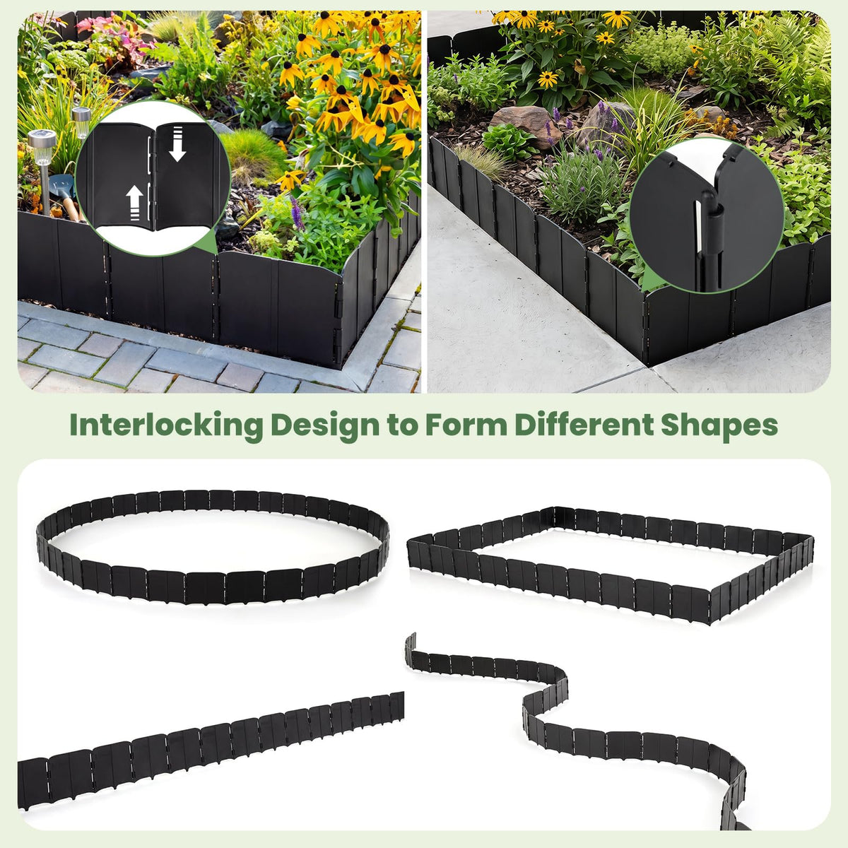 Goflame 70 Pcs Garden Landscape Edging Border with Interlocking Panels
