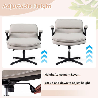 Goflame Ergonomic Cross Legged Office Desk Chair w/Wide Thick Padded Seat