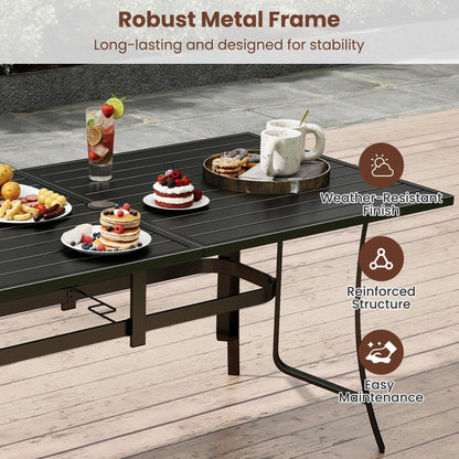 Goflame Rectangular Patio Dining Table for 6 with Adjustable Umbrella Hole for Porch