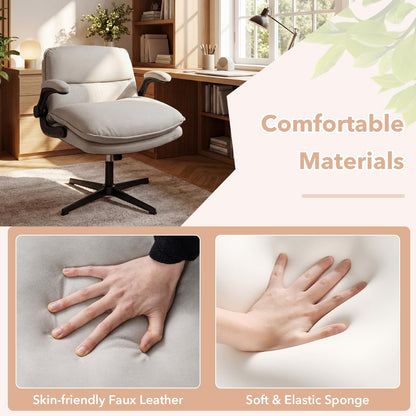 Goflame Ergonomic Cross Legged Office Desk Chair w/Wide Thick Padded Seat