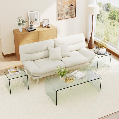 Goflame Tempered Glass Coffee Table Set of 3 with Round Edges No Assembly Needed
