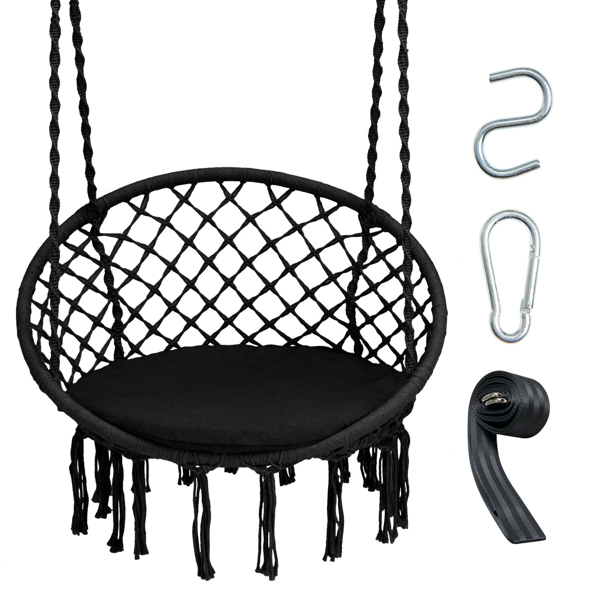 Goflame Hammock Chair Macrame Swing - Hanging Chair with Cushion and Hardware Kit, 330 LBS Weight Capacity