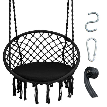 Goflame Hammock Chair Macrame Swing - Hanging Chair with Cushion and Hardware Kit, 330 LBS Weight Capacity