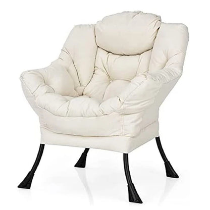 Goflame Modern Lazy Chair, Accent Contemporary Lounge Chair Polyester Fabric w/Steel Frame