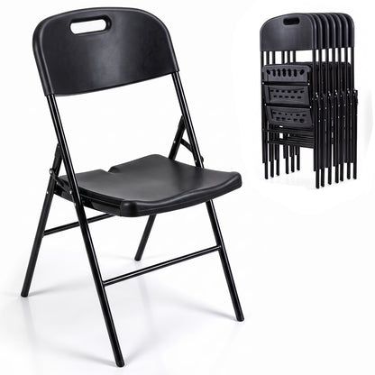 Goflame Folding Plastic Chairs 4 Pack w/HDPE Backrest & Seat, White | Stackable Portable Seating w/ Steel Frame