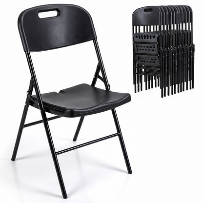 Goflame Folding Plastic Chairs 4 Pack w/HDPE Backrest & Seat, White | Stackable Portable Seating w/ Steel Frame