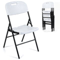 Goflame Folding Plastic Chairs 4 Pack w/HDPE Backrest & Seat, White | Stackable Portable Seating w/ Steel Frame