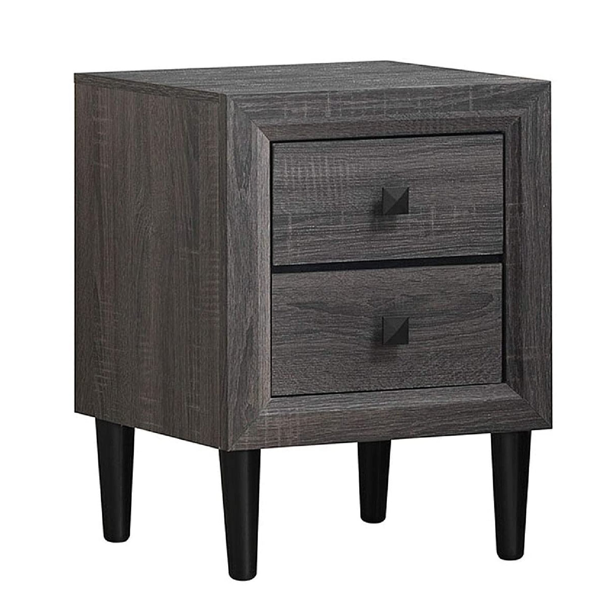 Nightstand Wooden W/Two Storage Drawers and Handles
