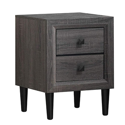 Nightstand Wooden W/Two Storage Drawers and Handles