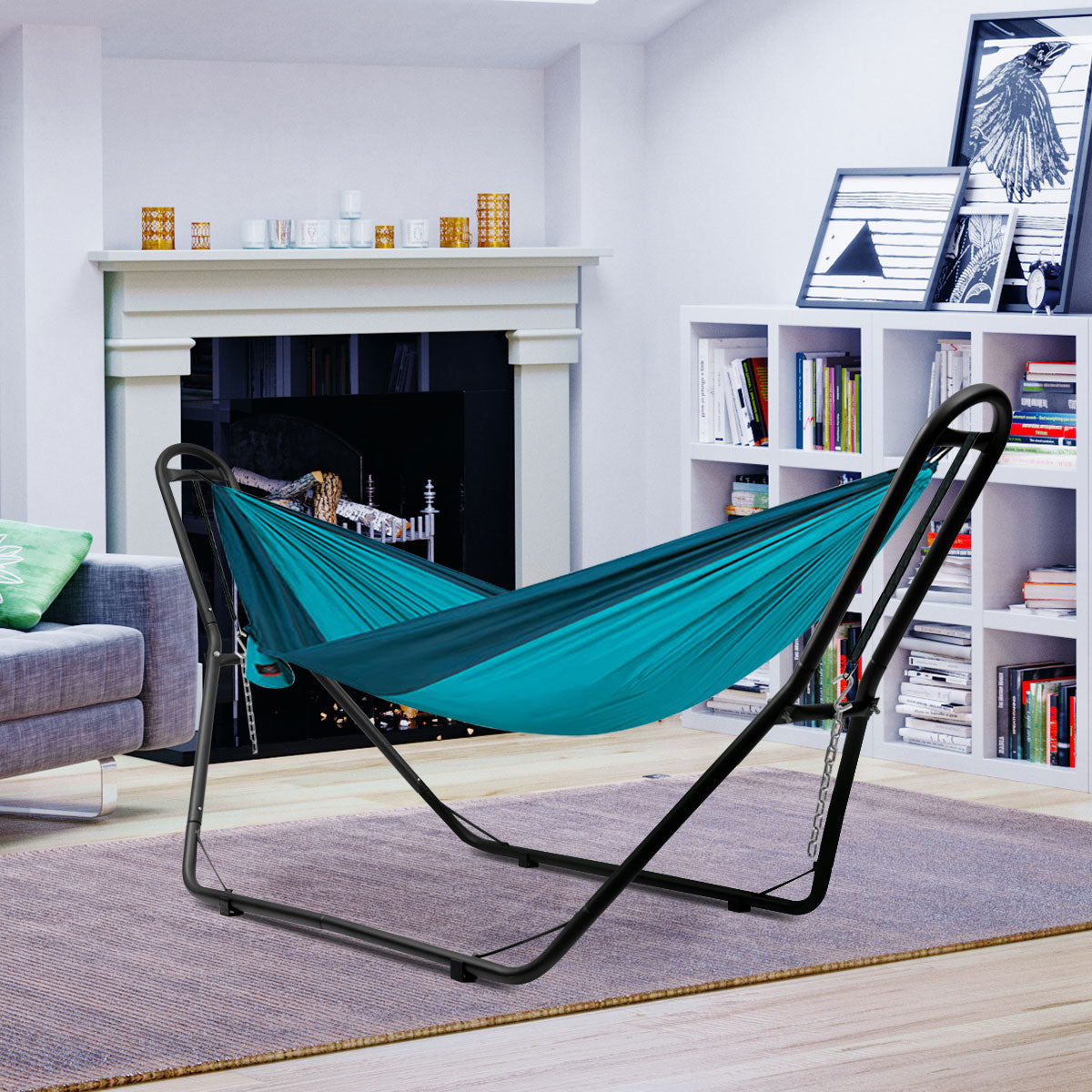Goflame Multi-Use Universal Hammock Stand, 550LBS Capacity Adjustable Heavy Duty Hammock (Black)