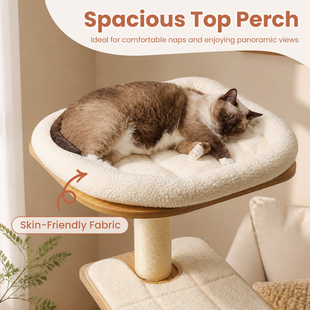 7-Tier Wooden Cat Tree, 71" Cat Tower with Sisal Scratch Posts, Self-Groomer and Top Viewing Perch, Indoor Cat Furniture with Cozy Condo & Washable Cushions, Brown and Beige