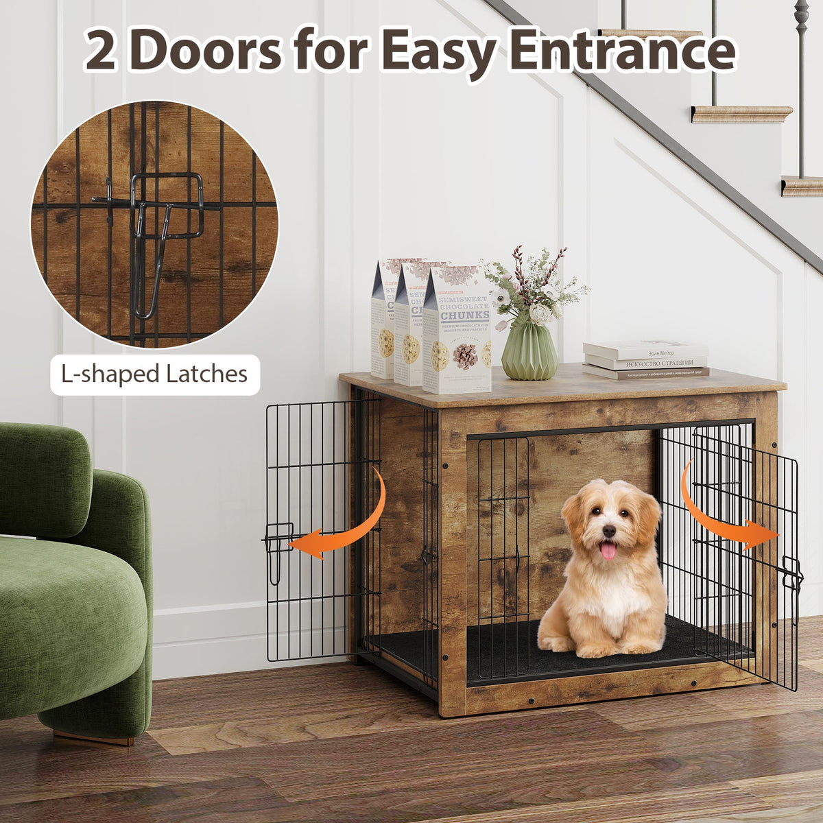 Goflame Dog Crate Furniture with Cushion - 33"/ 39" L Indoor Dog Kennel with Double Doors