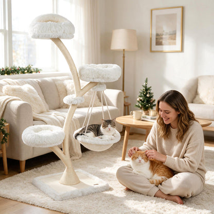 66.5"/169 cm Cat Tree with Top Perch, 2 Beds, Hammock & Sisal Posts