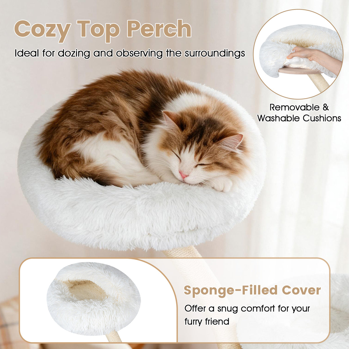 66.5"/169 cm Cat Tree with Top Perch, 2 Beds, Hammock & Sisal Posts
