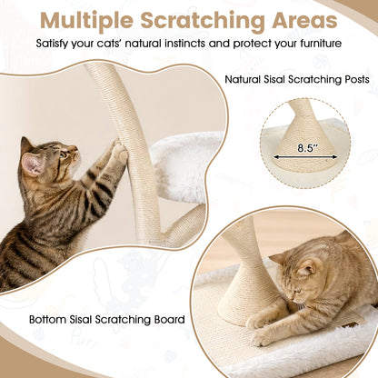 66.5"/169 cm Cat Tree with Top Perch, 2 Beds, Hammock & Sisal Posts