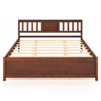 Goflame Solid Wood Platform Bed Frame, Mid Century Full Bed Frame with Headboard