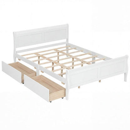 Goflame Twin/ Full/ Queen Bed with 2 Storage Drawers Wood Platform Bed with Headboard & Footboard